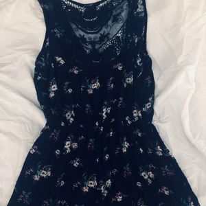 Navy Blue Floral Romper
